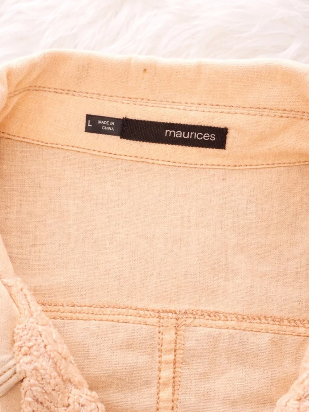 Maurices Peach Lace Detail Zip Jacket Size L Feminine Lightweight Spring Layer - Picture 3 of 5